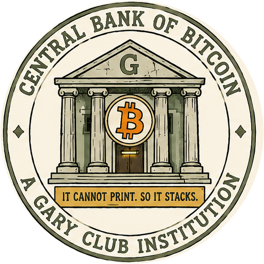 Seal of the Central Bank of Bitcoin - a Gary Club institution